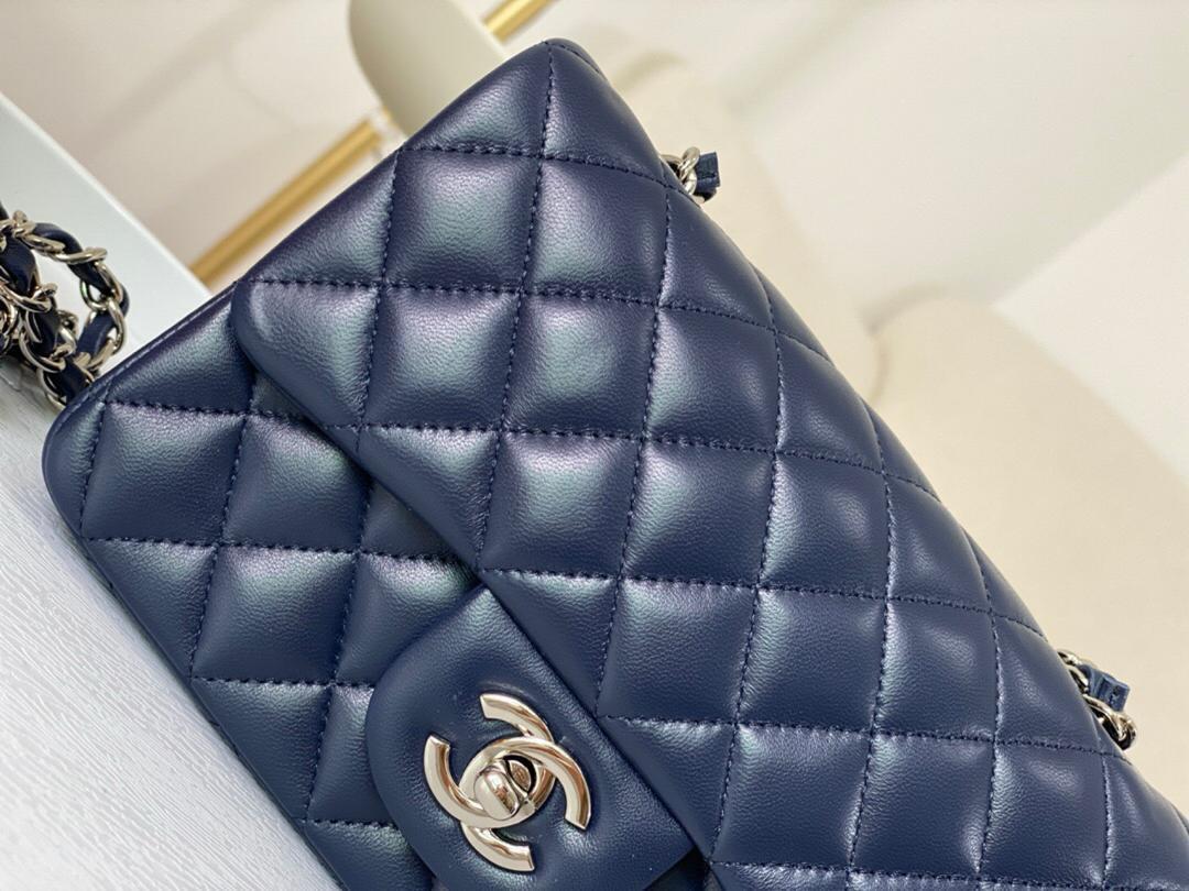 Ch**el Classic Handbag Navy Blue For Women, Women’s Bags, Shoulder And Crossbody Bags 10.2in/20cm A01112