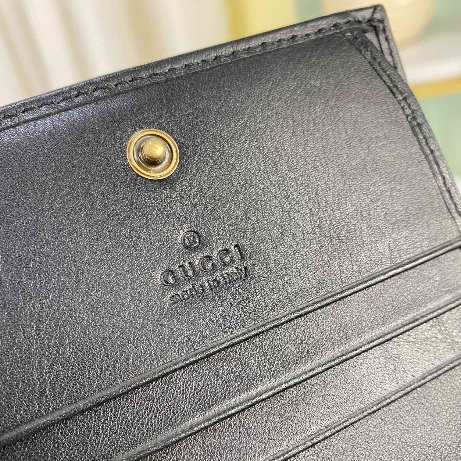 Gvc*1 GG Marmont Card Case Wallet Black For Women 4.5in/11cm 466492 DTD1T 1000