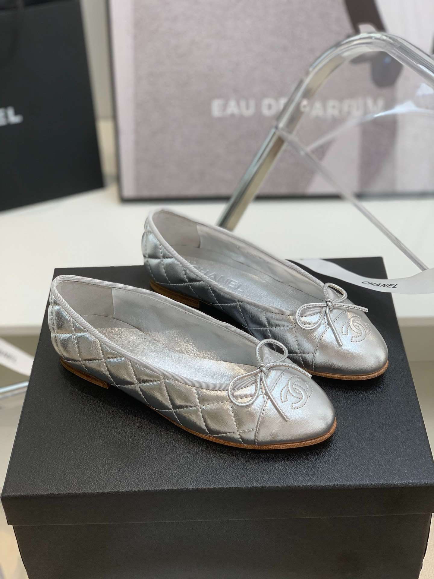 Ch**el Ballet Flats Silver For Women
