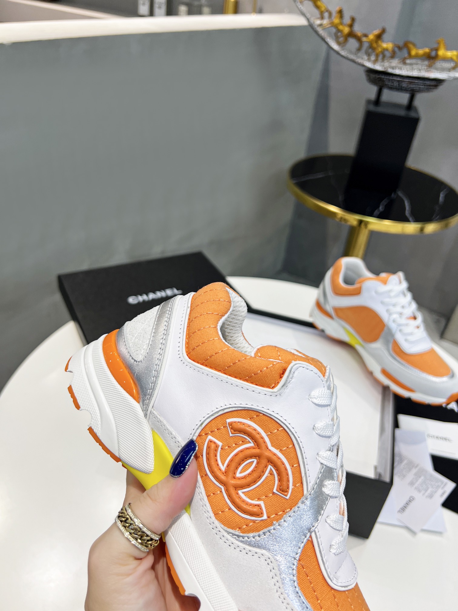 Ch**el Sneakers Orange For Women