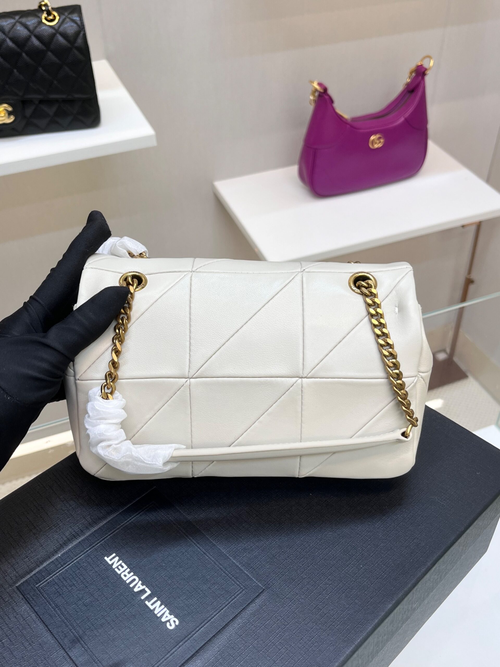 [True-to-ORIGINAL] Sa1nt Lau*nt Jamie Small Chain Bag White For Women 7.8in/20cm