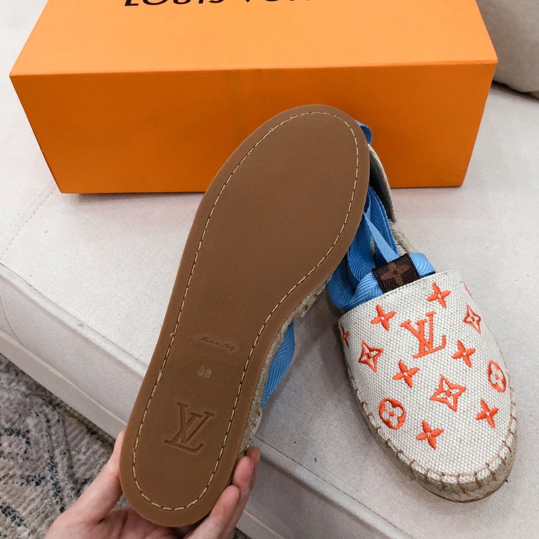 L0vis Vvtt0n Women’s Starboard Flat Espadrille Orange For Women LV