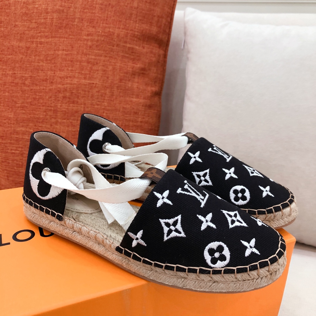 L0vis Vvtt0n Women’s Starboard Flat Espadrille Black For Women LV