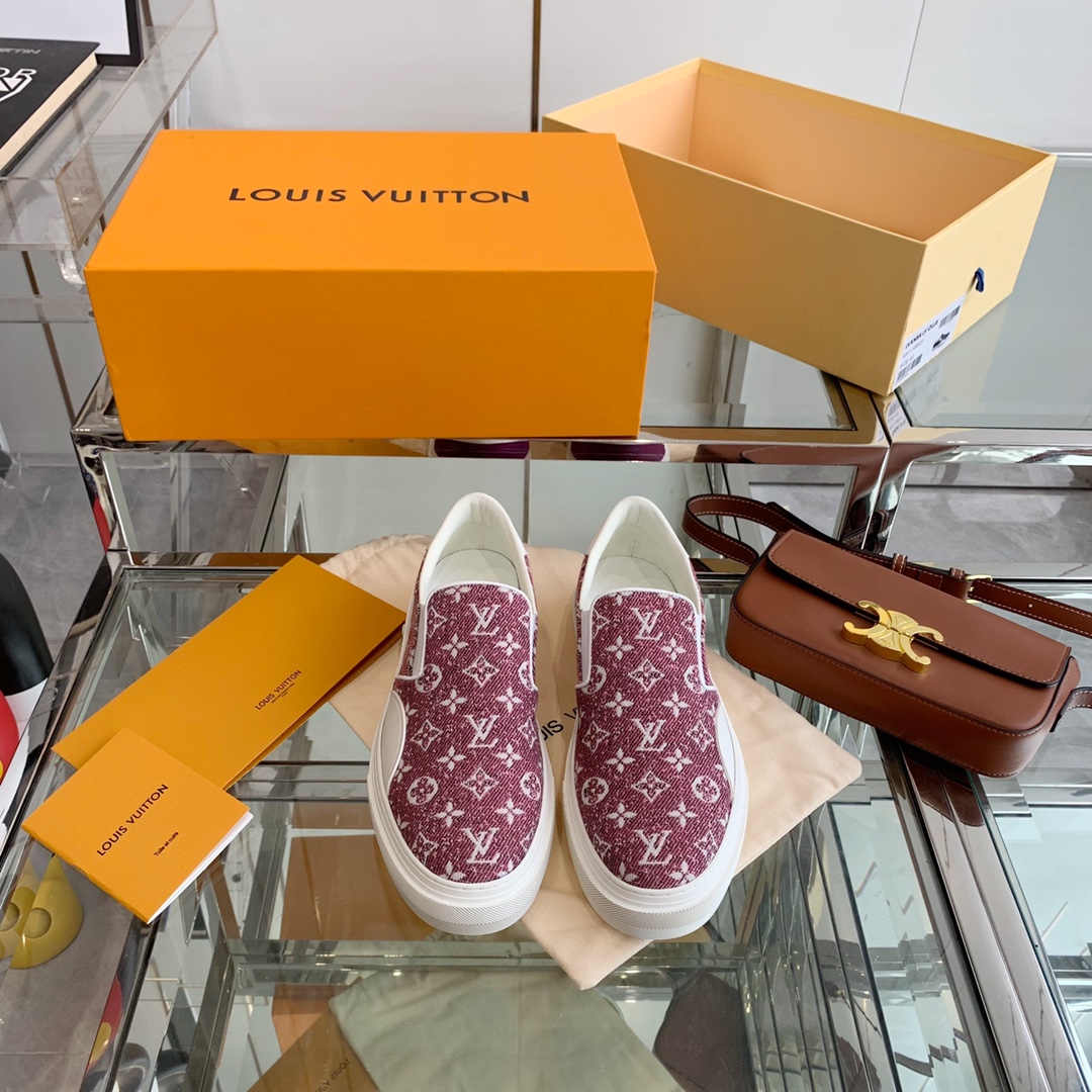 L0vis Vvtt0n Women’s Trocadero Slip On Red For Women LV