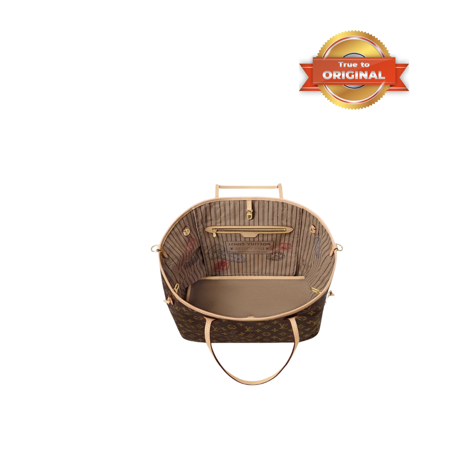 [True-to-ORIGINAL] L0vis Vvtt0n Neverfull Bandoulière Inside Out GM Beige For Women 39cm/15.4in M11948