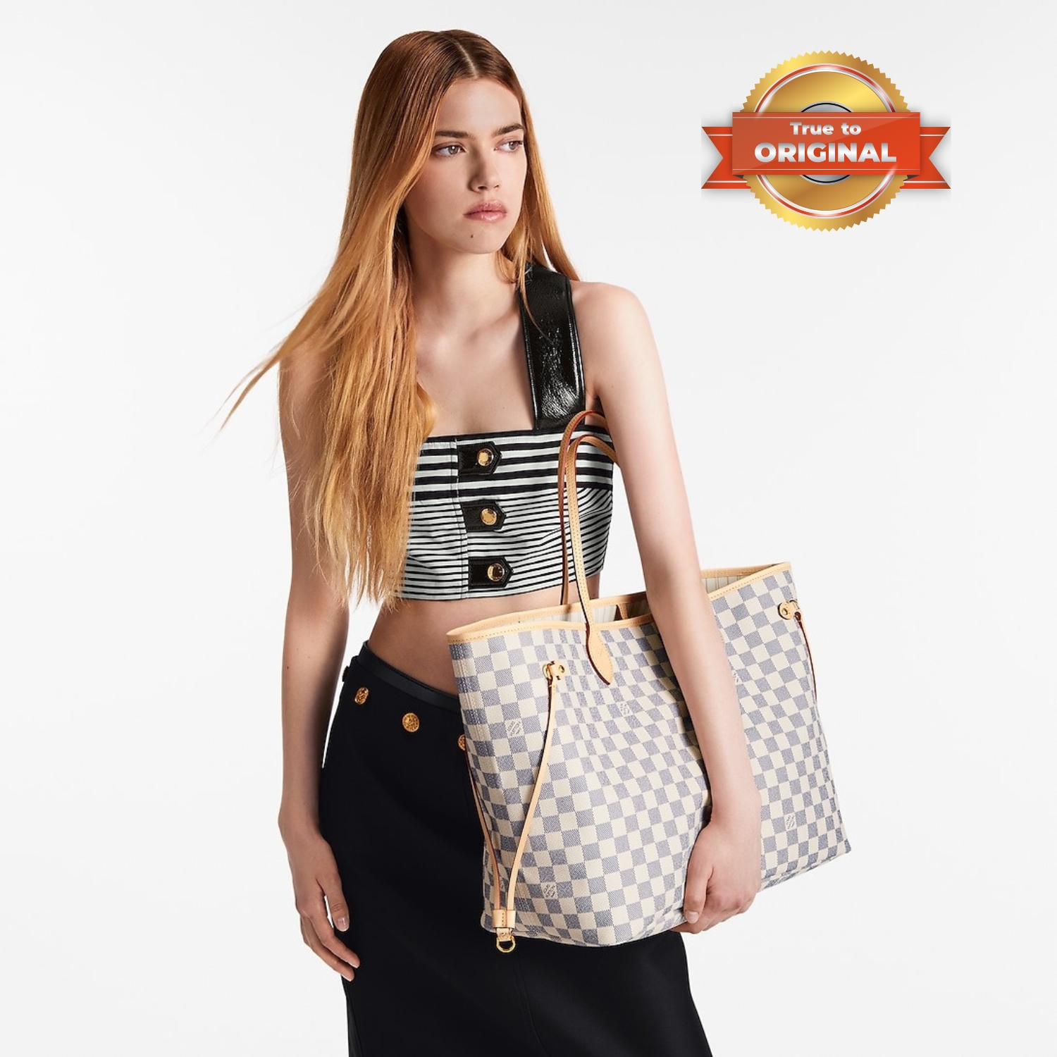 [True-to-ORIGINAL] L0vis Vvtt0n Neverfull GM Tote Bag Damier Azur Canvas Beige For Women 39cm/15.4in N40602