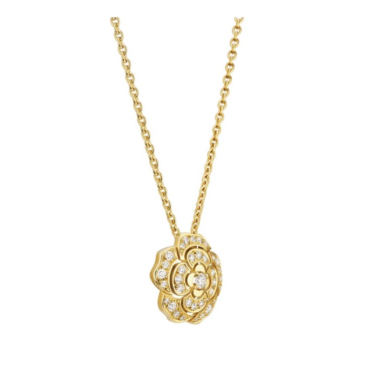 Ch**el Bouton De Camélia Necklace Yellow Gold For Women J12037