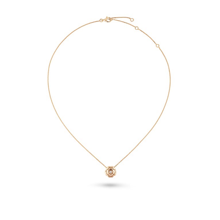 Ch**el Extrait De Camélia Necklace Rose Gold For Women J11660