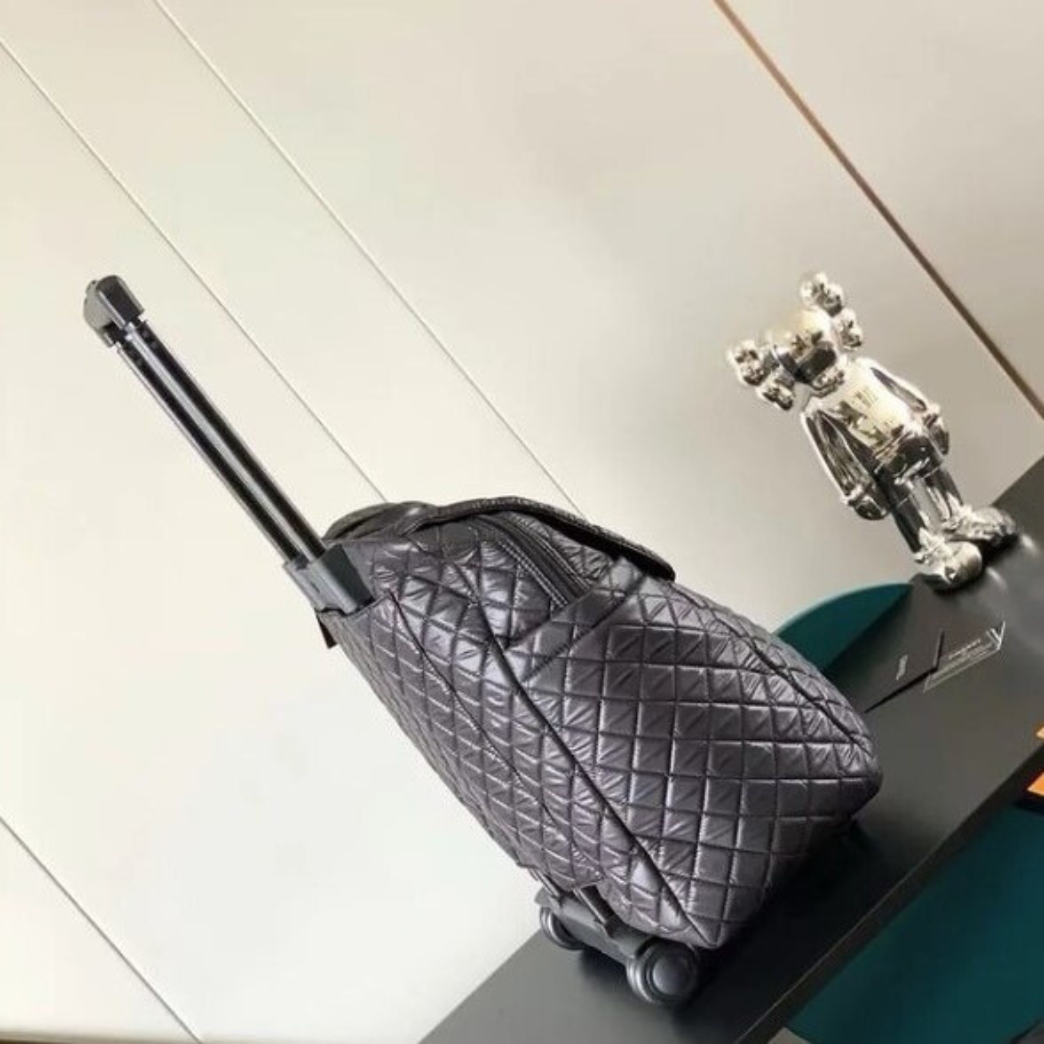 Ch**el Quilted Suitcase Black 17.7 in/45cm