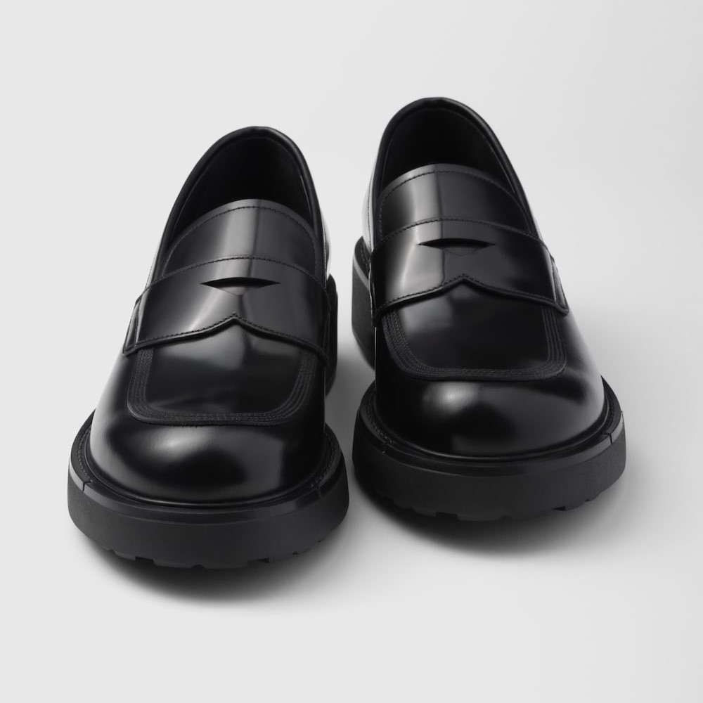 Pra*a Brushed Leather Loafers Black For Men 2DG149_055_F0002