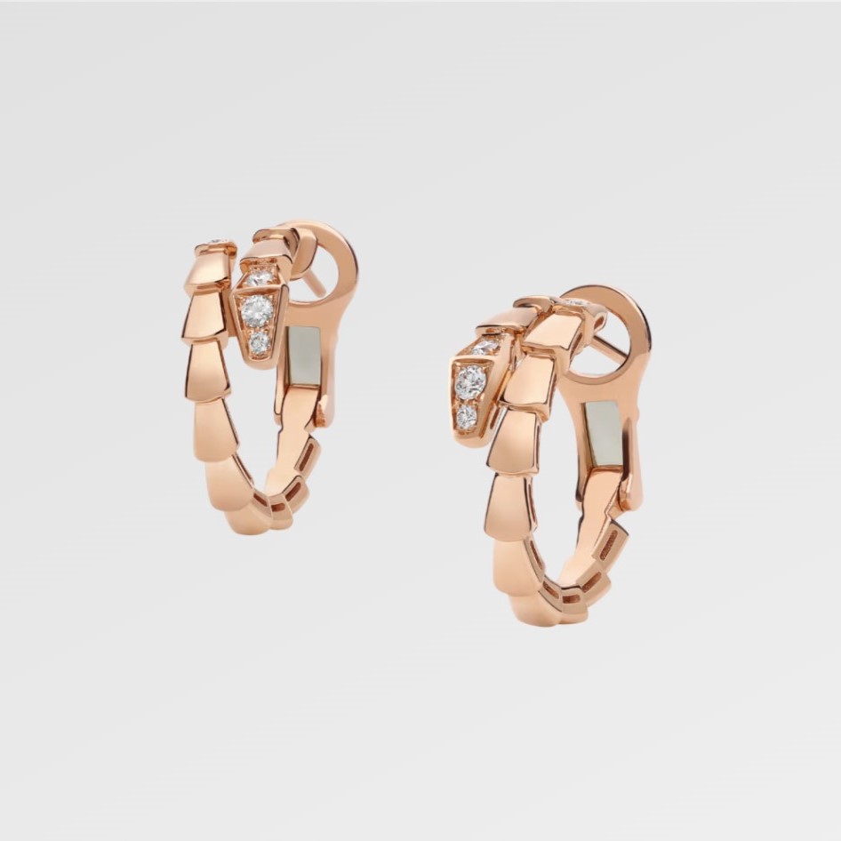 Bv1g*ai Serpenti Viper Earrings Rose Gold For Women 359949