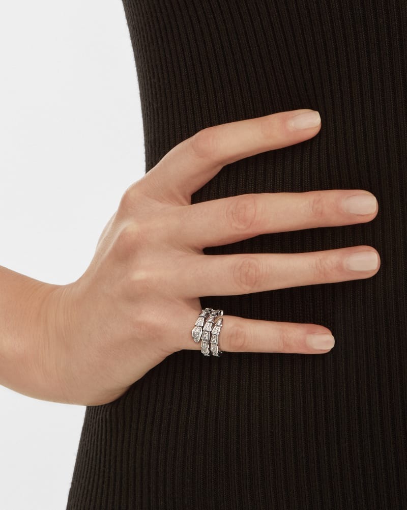 Bv1g*ai Serpenti Viper Ring White Gold For Women 357266