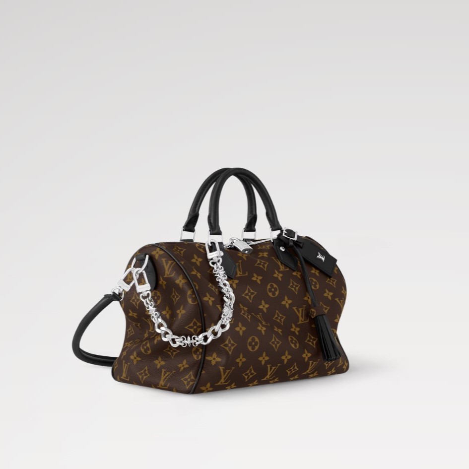 L0vis Vvtt0n Speedy Soft 30 Dark Monogram Black For Women 11.8in/30cm M12243