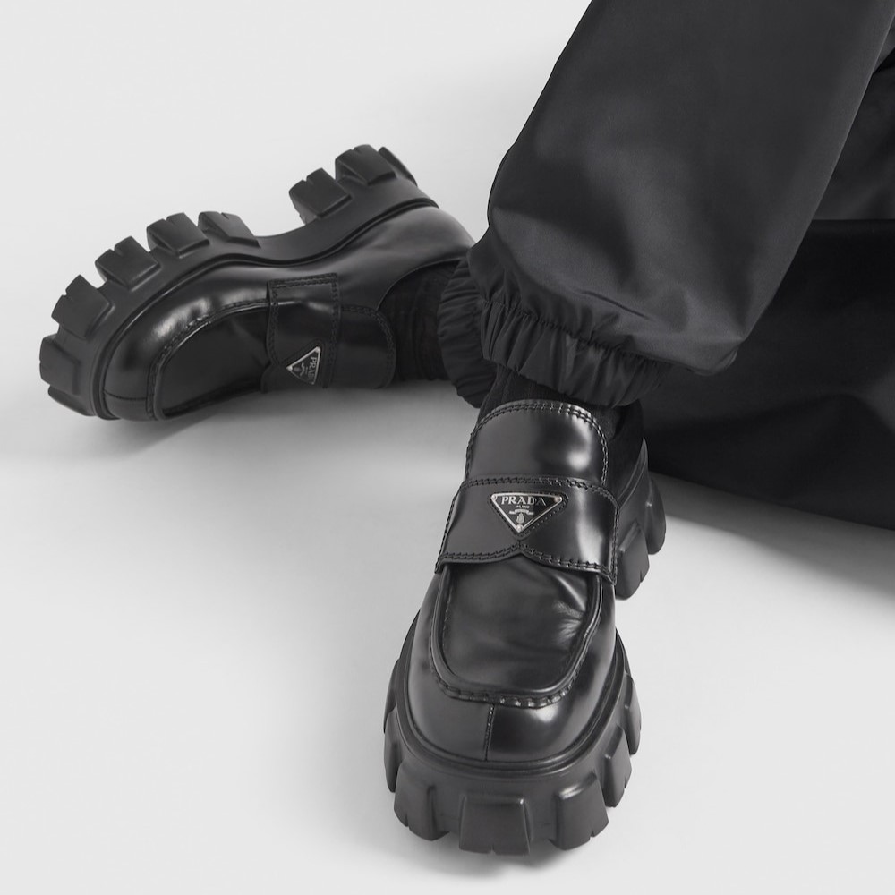 Pra*a Leather Loafers Black For Men 2DE129_B4L_F0002