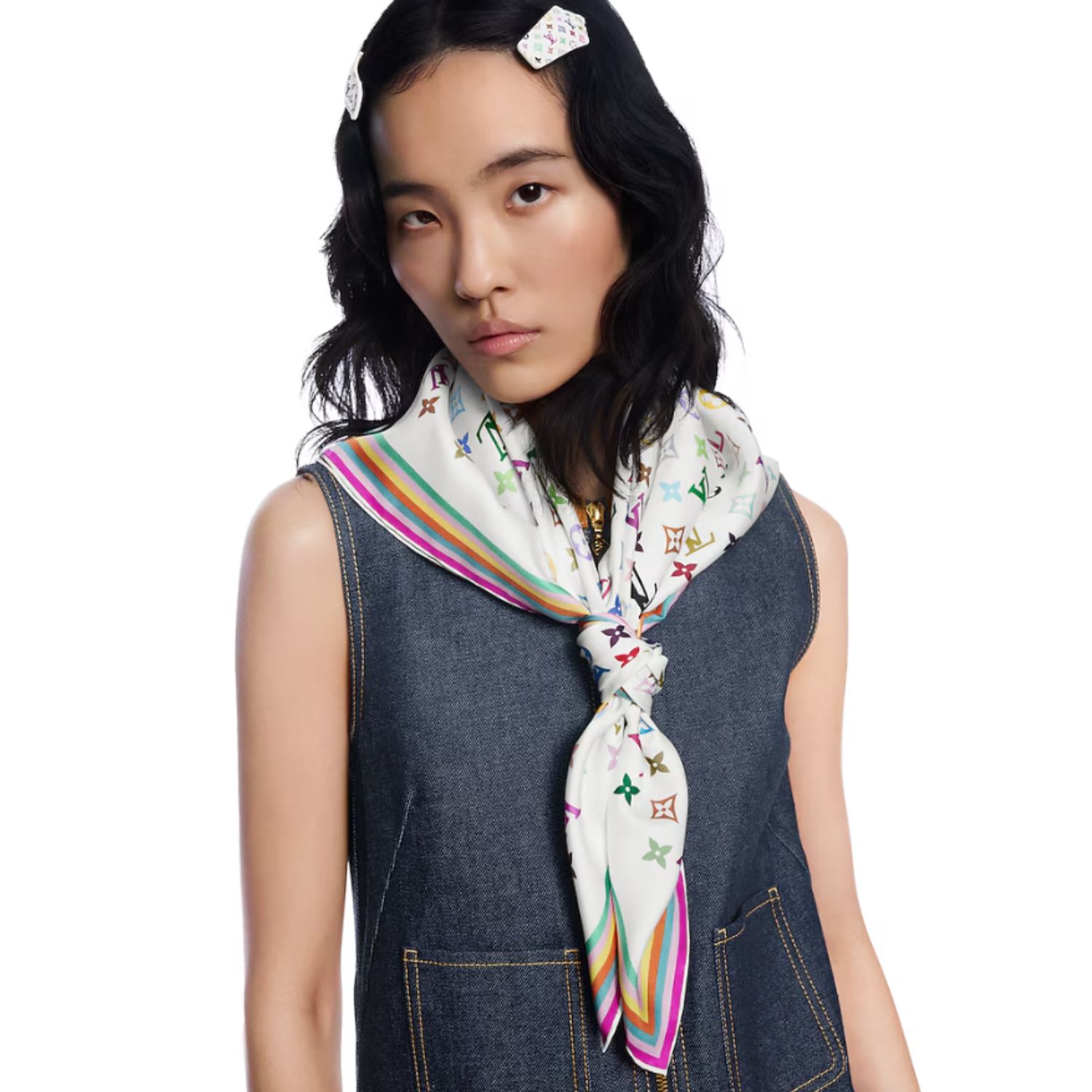 L0vis Vvtt0n LV x TM Monogram Multicolor Square 90 Blanc For Women – M94967