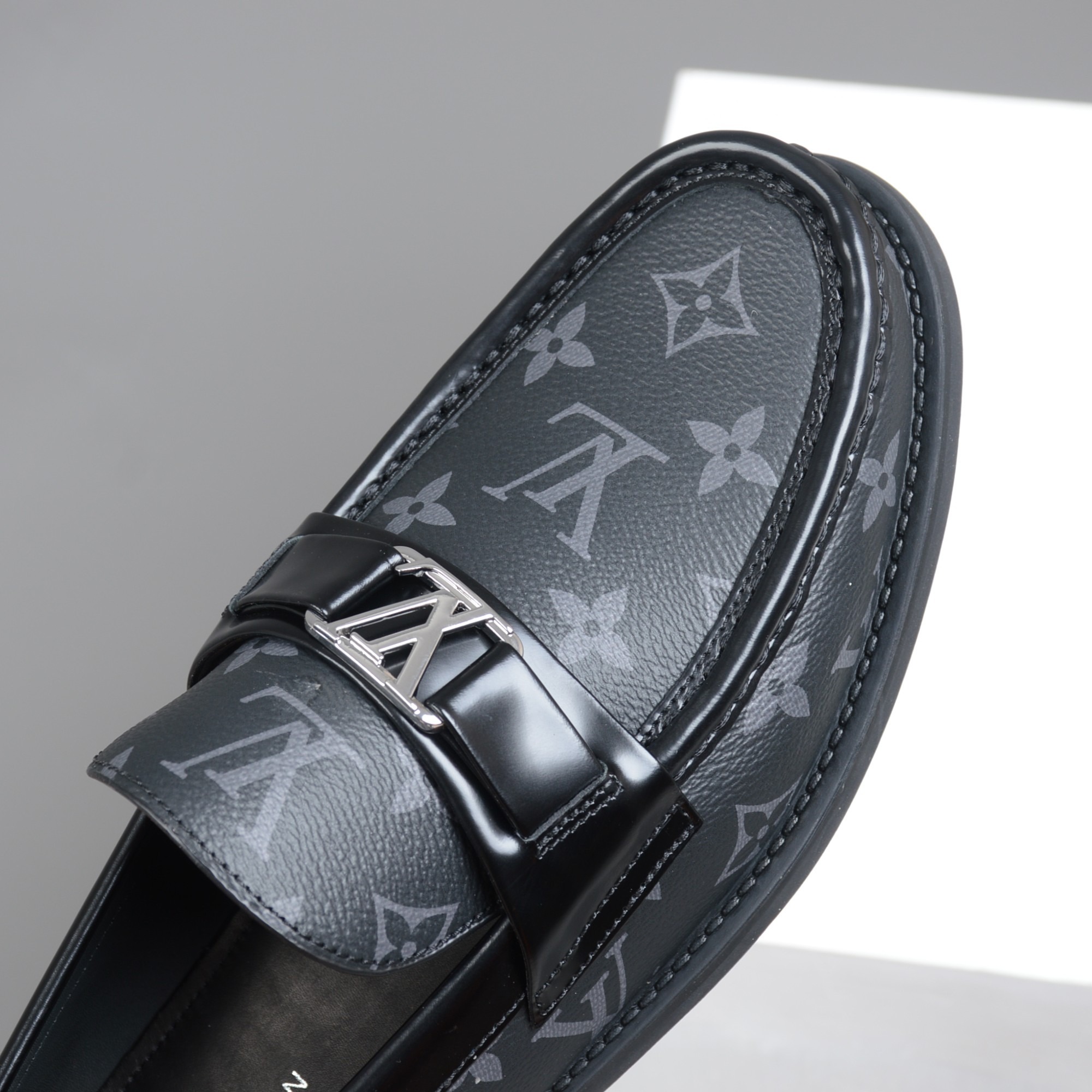 L0vis Vvtt0n Monte Carlo Mocassin in Black Monogram Canvas for Men