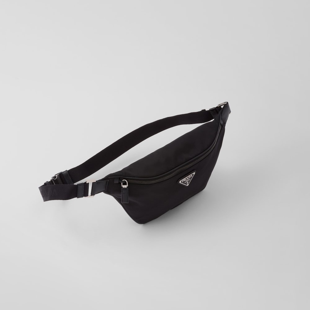 Pra*a Re-Nylon And Saffiano Leather Belt Bag Black For Men 7.9in/20cm 2VL033_2DMH_F0002_V_OOM