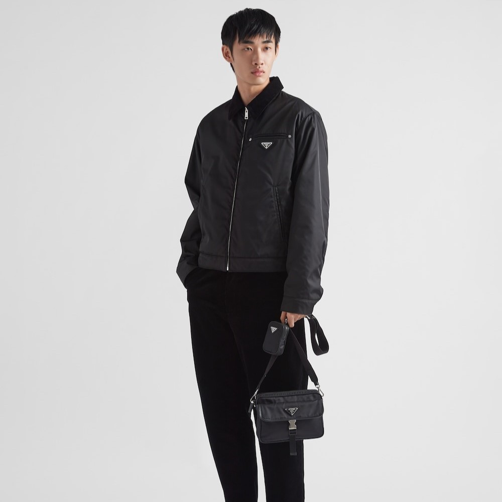 Pra*a Re-Nylon And Saffiano Leather Shoulder Bag Black For Men 8.7in/22cm 2VH133_2DMH_F0002_V_XMP