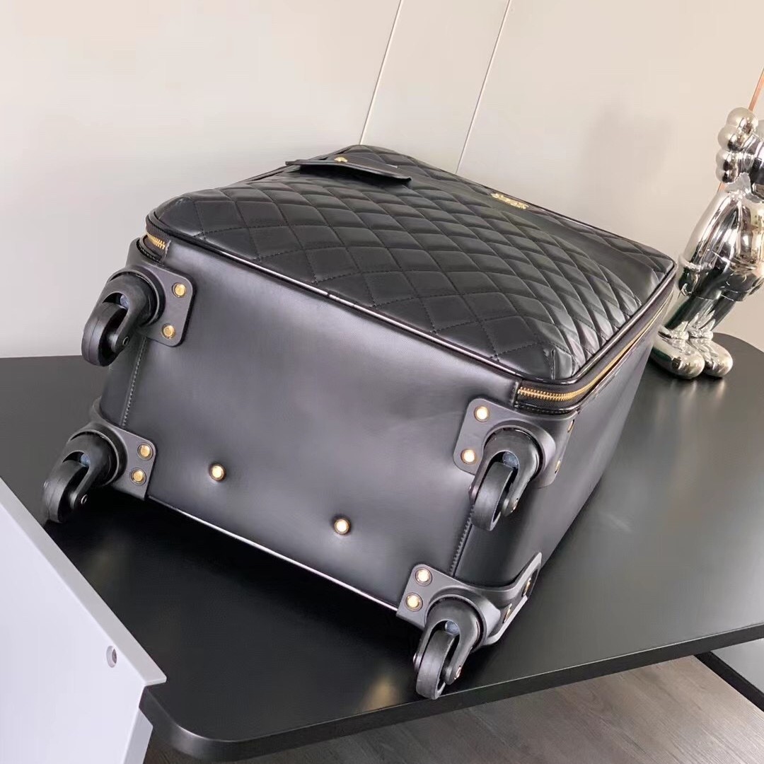 Ch**el Quilted Suitcase Black For Women 19.7in/50cm
