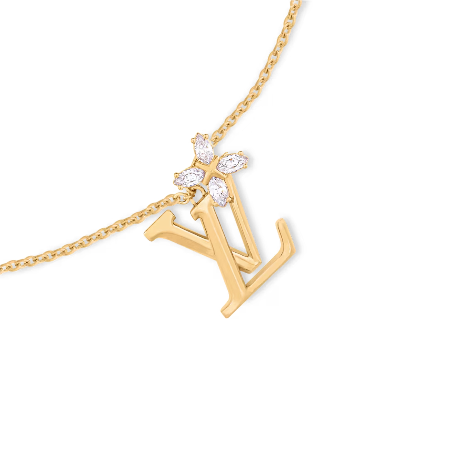 L0vis Vvtt0n LV Iconic Flower Necklace Gold-Toned For Women M02167