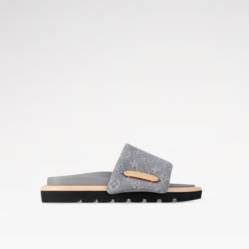 L0vis Vvtt0n Pool Pillow Flat Comfort Mule Grey For Women 1AGUZX