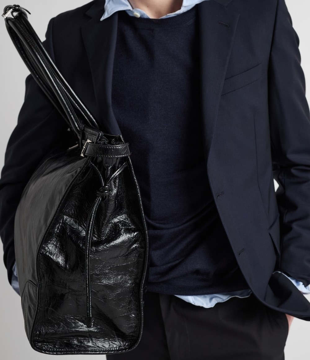 Pra*a Bonnie Leather Tote Bag Black For Men 19.7in/50cm 2VG128_2CYR_F0002_V_OOO