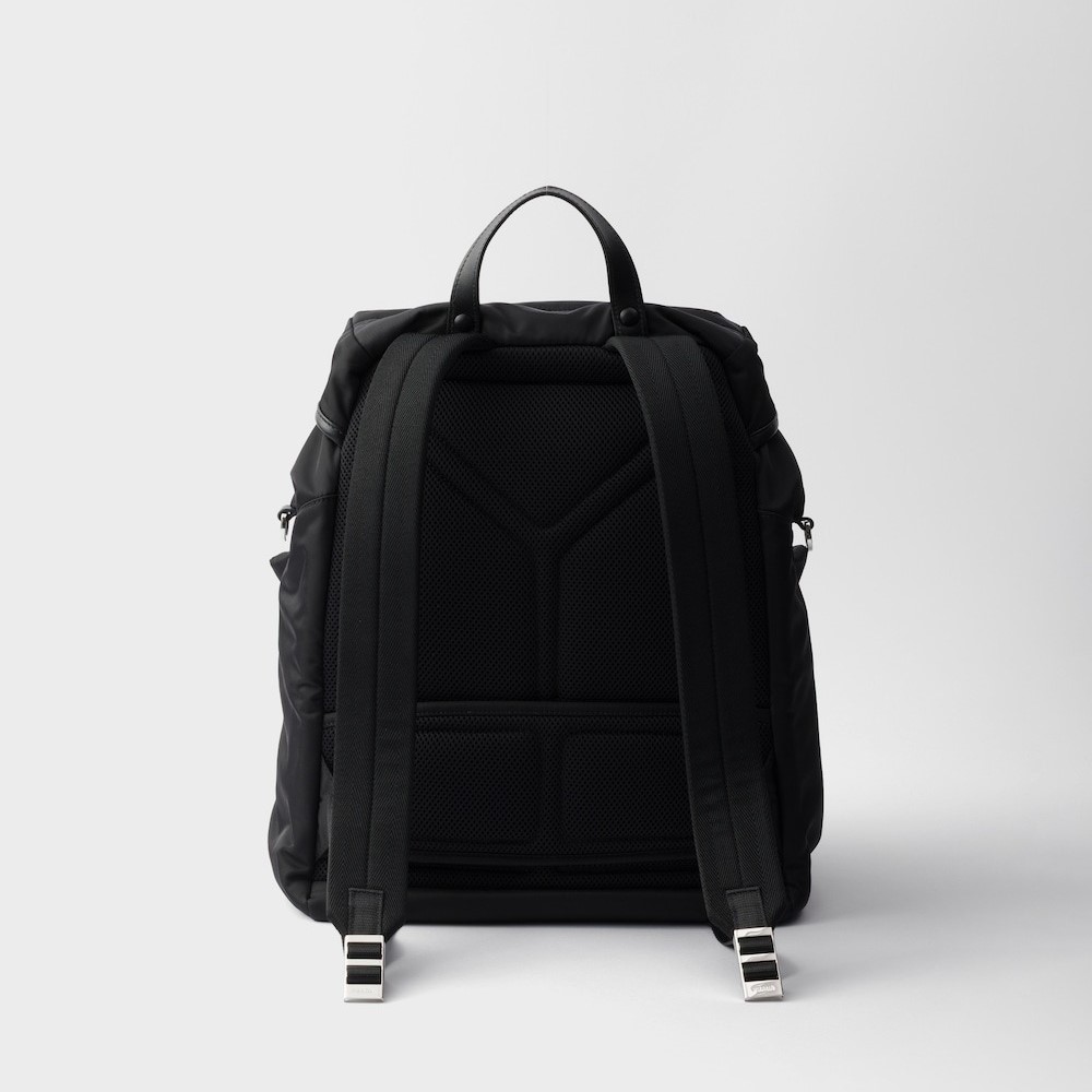 Pra*a Re-Nylon And Leather Backpack Black For Men 11.8in/30cm 2VZ108_2DW3_F0002_V_DYO