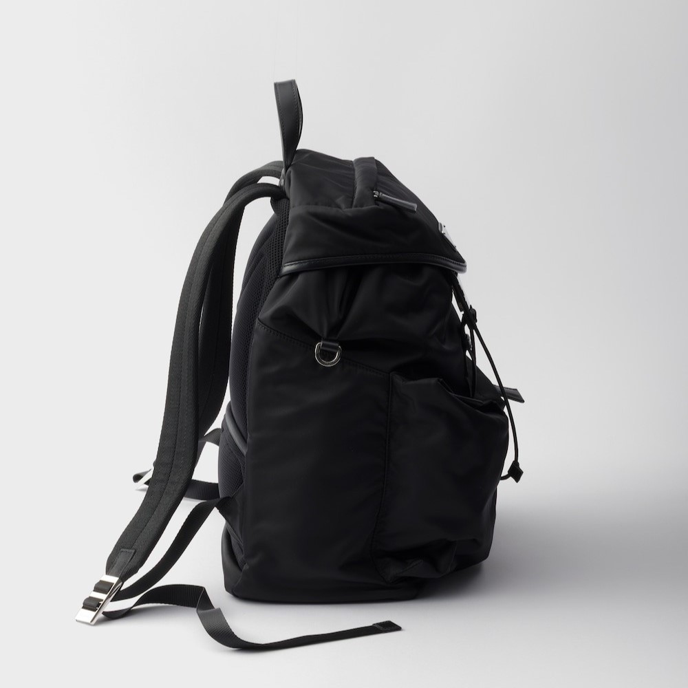 Pra*a Re-Nylon And Leather Backpack Black For Men 11.8in/30cm 2VZ108_2DW3_F0002_V_DYO