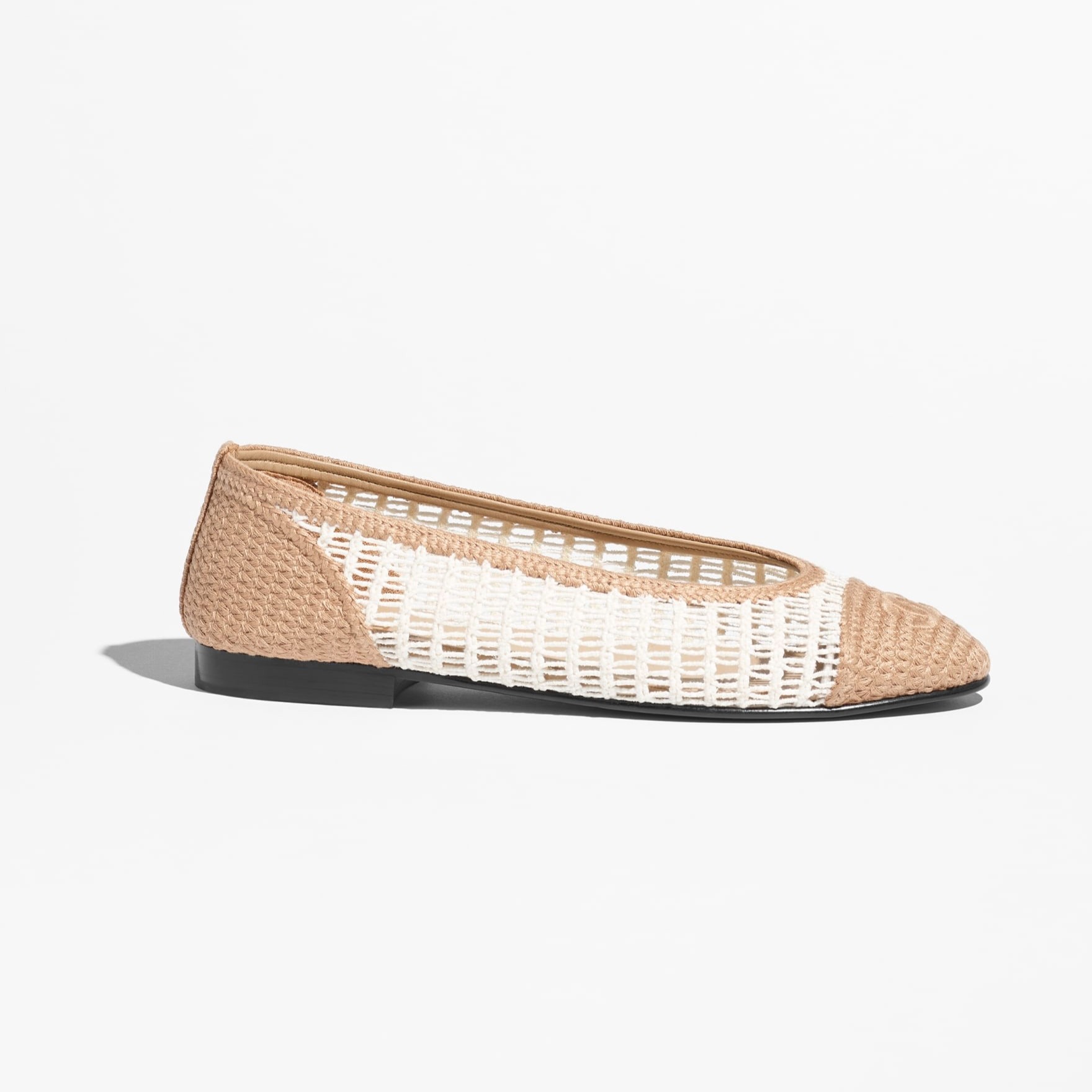 Ch**el Raffia Ballet Flats White/Beige For Women G46352-B19806-NAFBO