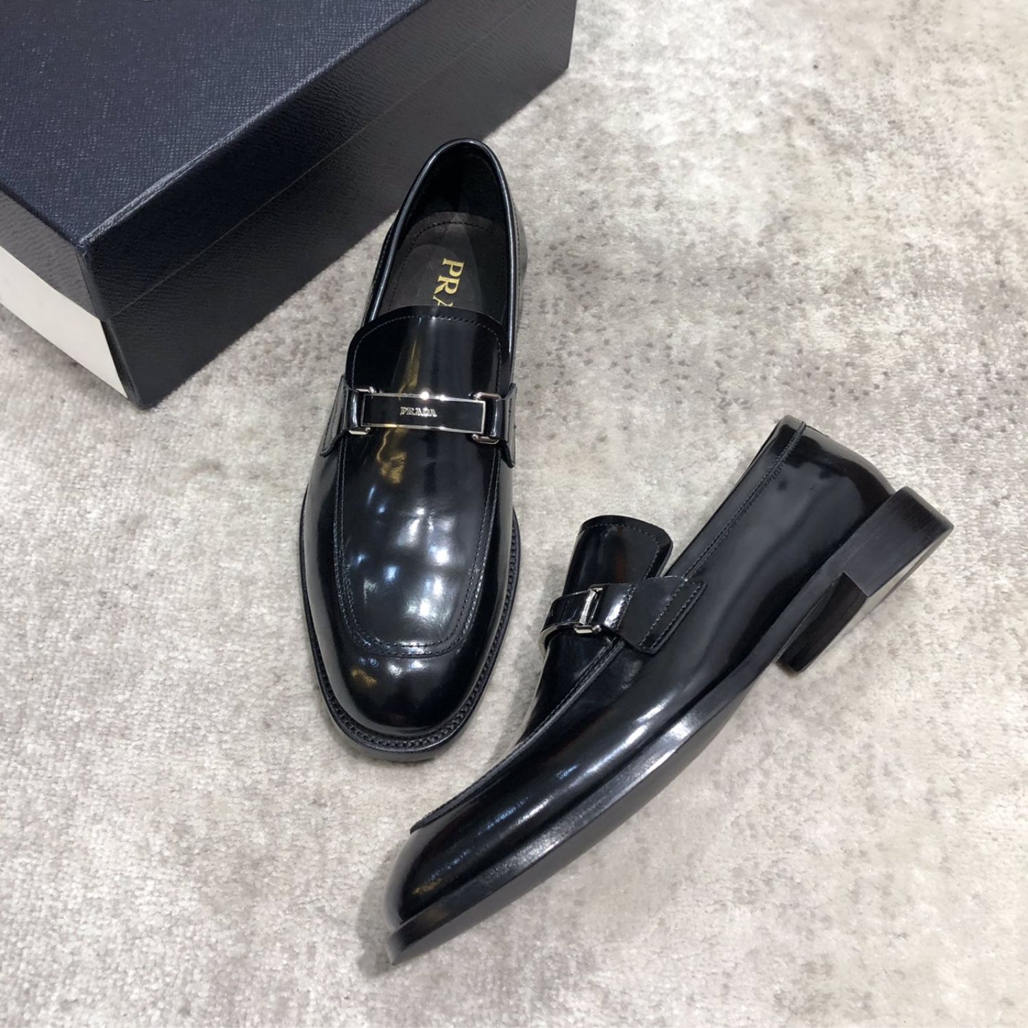 Pra*a Leather Loafer Black For Men
