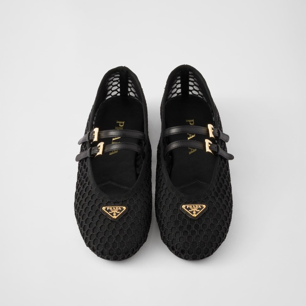 Pra*a Mesh Fabric Ballerinas Black For Women 1F915N_099_F0002_F_005