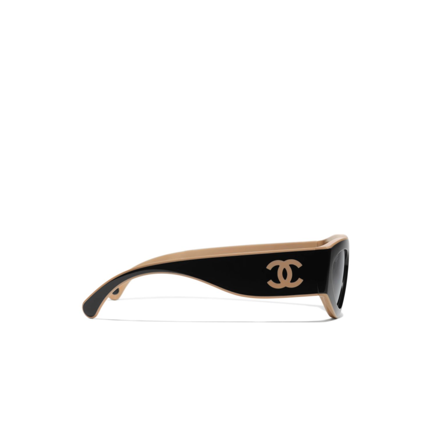 Ch**el Rectangular Sporty Sunglasses Black & Brown