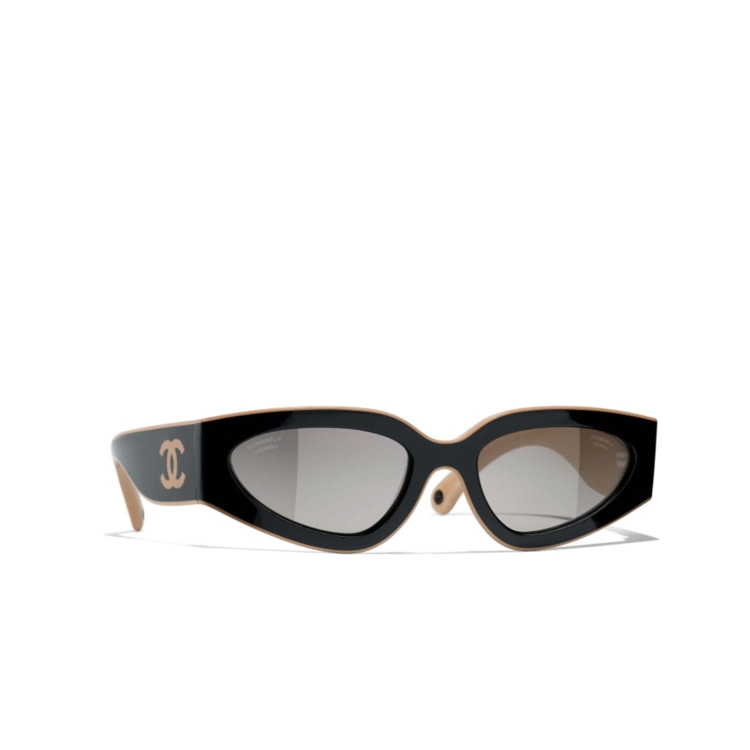 Ch**el Rectangular Sporty Sunglasses Black & Brown