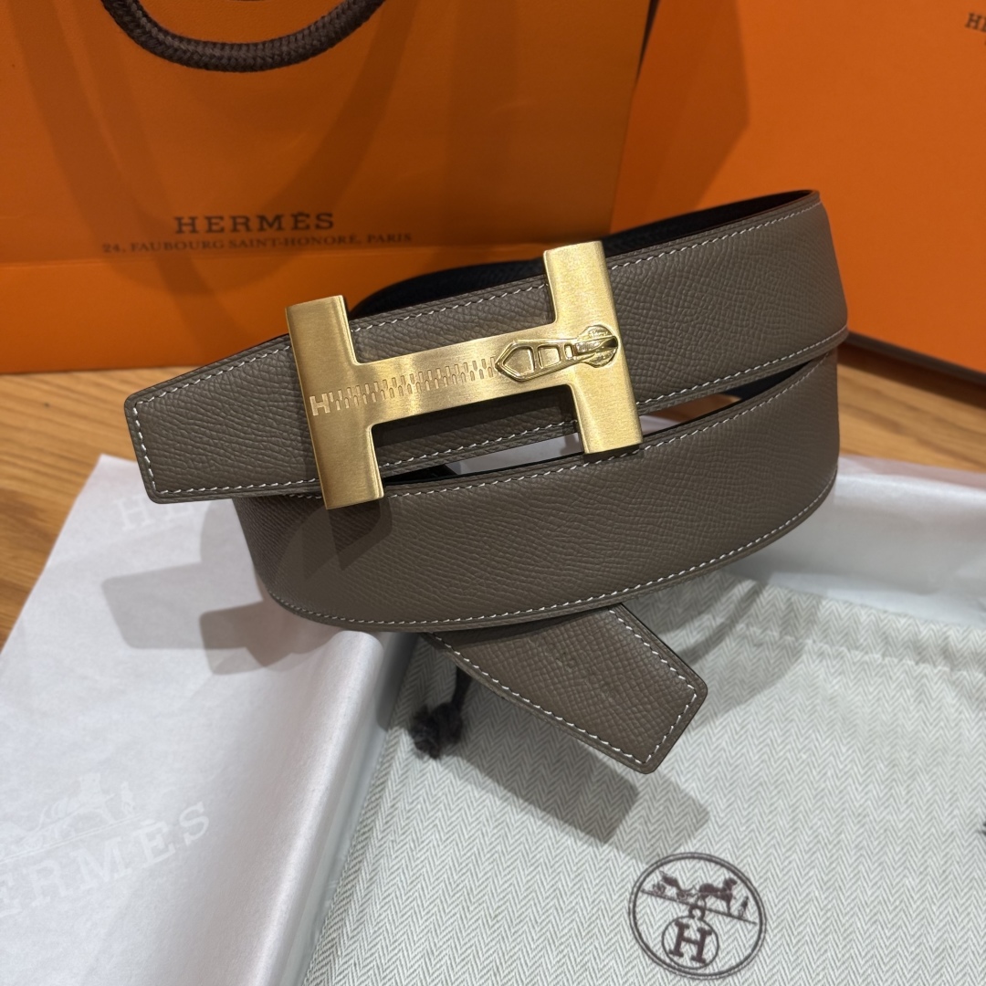 H**me5 “H-Zip” 38mm Reversible Belt Taupe & Black