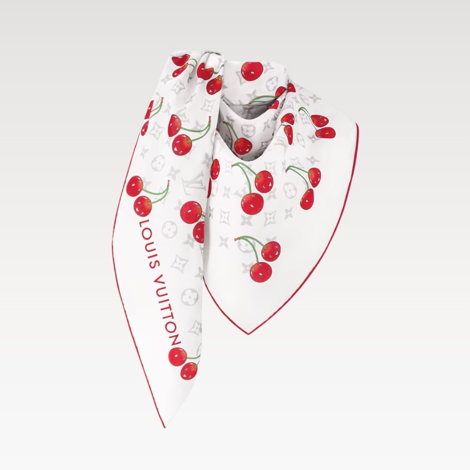 L0vis Vvtt0n LV x TM Monogram Cerise Shawl White For Women 46.5in/118cm M96076