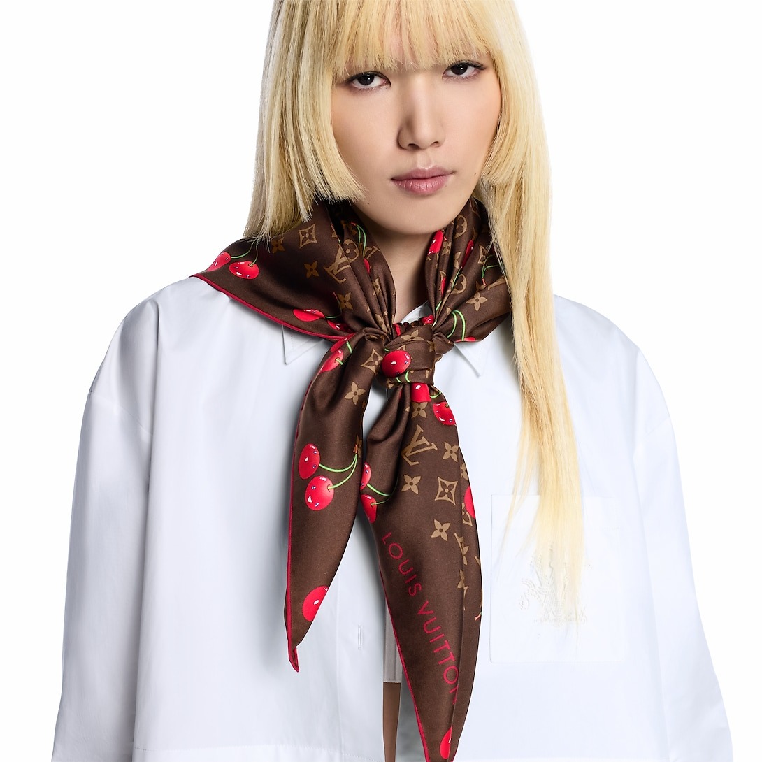 L0vis Vvtt0n LV x TM Monogram Cerise Square 90 Brown For Women 35.4in/90cm M96094