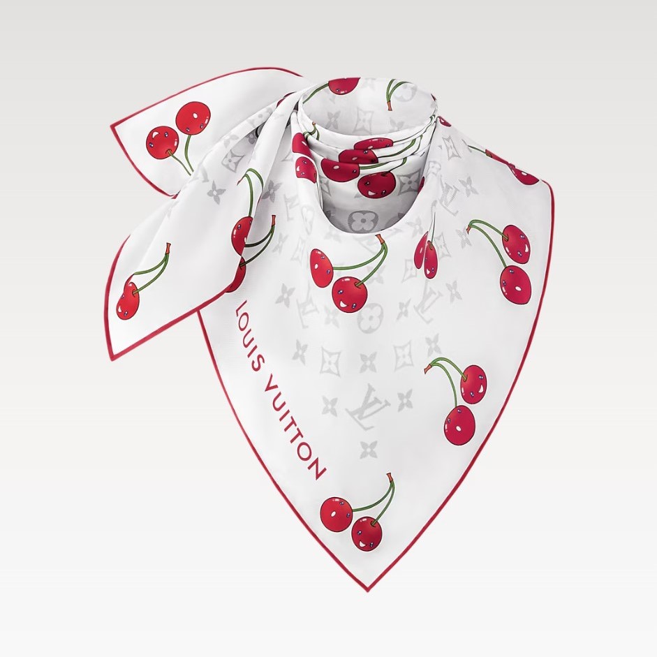 L0vis Vvtt0n LV x TM Monogram Cerise Square 90 White For Women 35.4in/90cm M94966