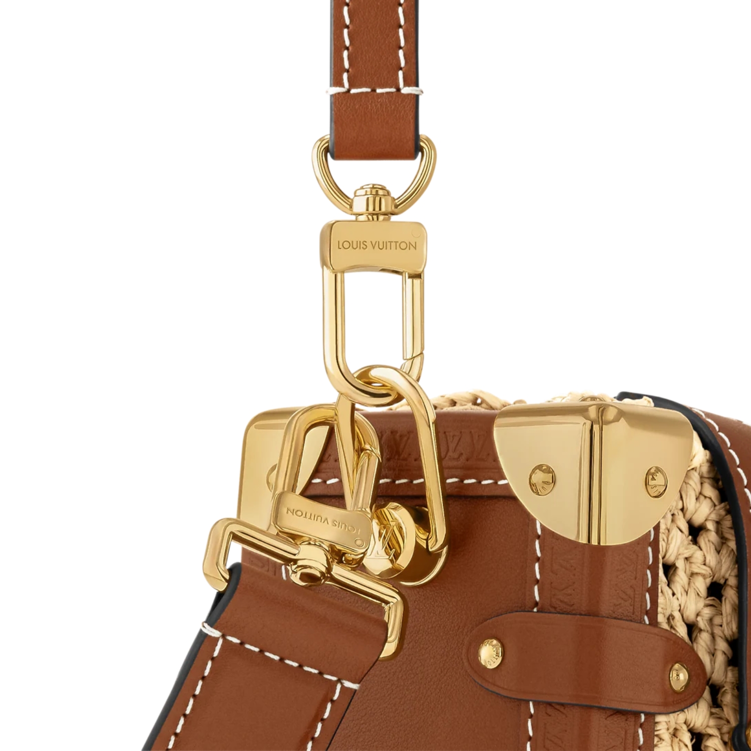 L0vis Vvtt0n Side Trunk MM Raffia Natural/Brown For Women 9.3in/23.5cm M14405