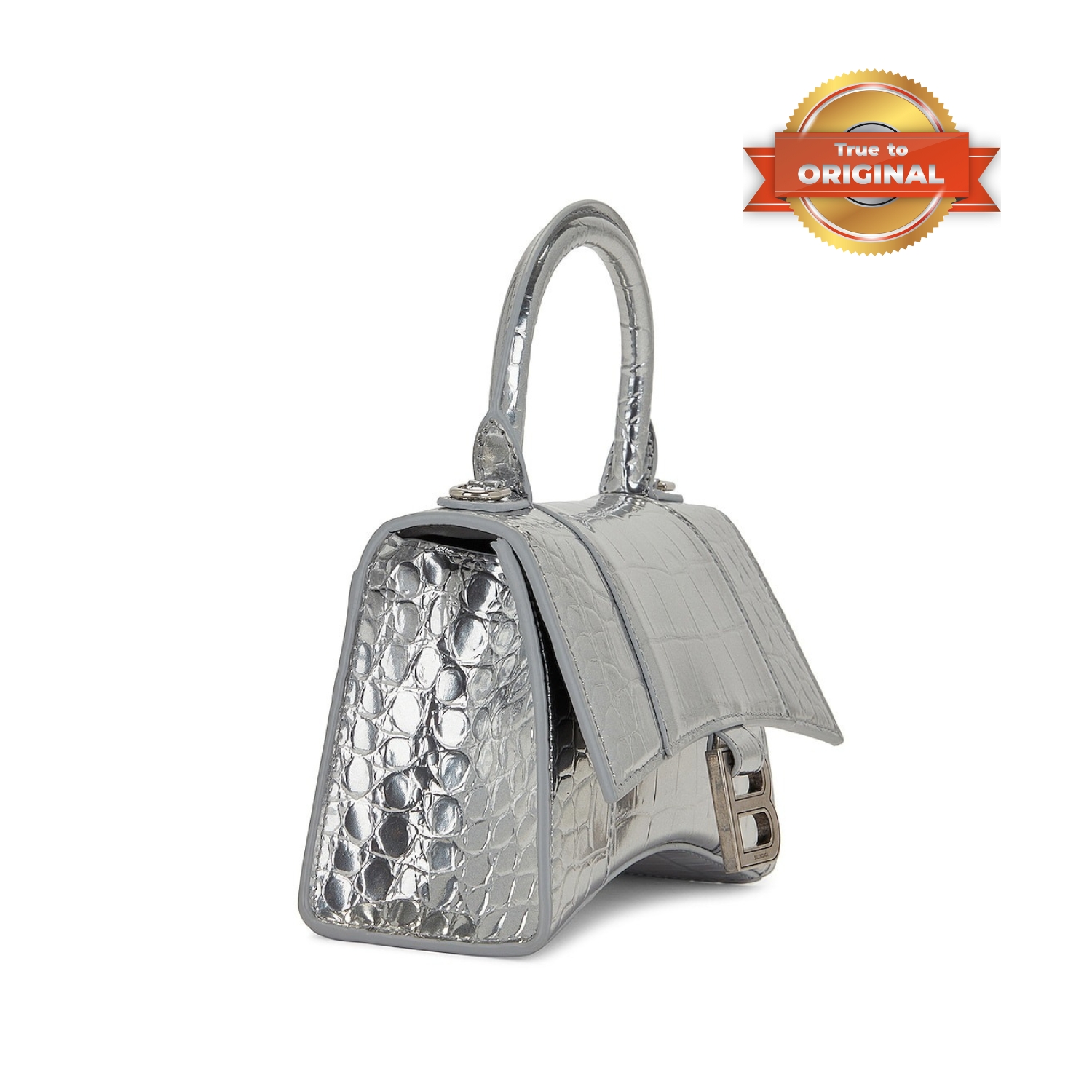 [True-to-ORIGINAL] Ba1en*iaga XS Hourglass Top Handle Bag Metallic Silver For Women 19cm/7.5in 592833-1S4CY-8110