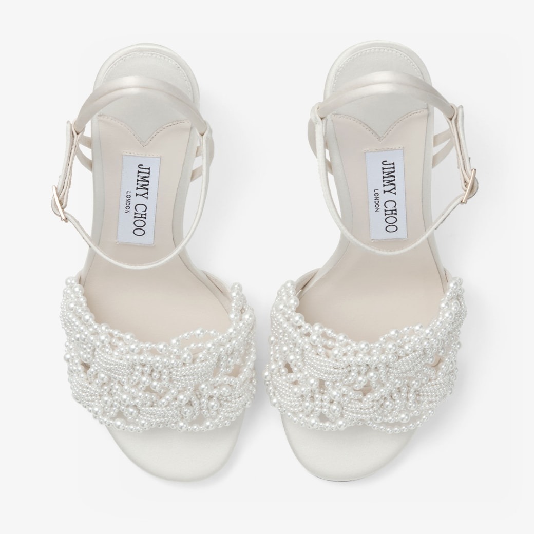 J1m*y Ch00 Cary 85 Block Heel Sandal Ivory/White For Women CARY85OBD