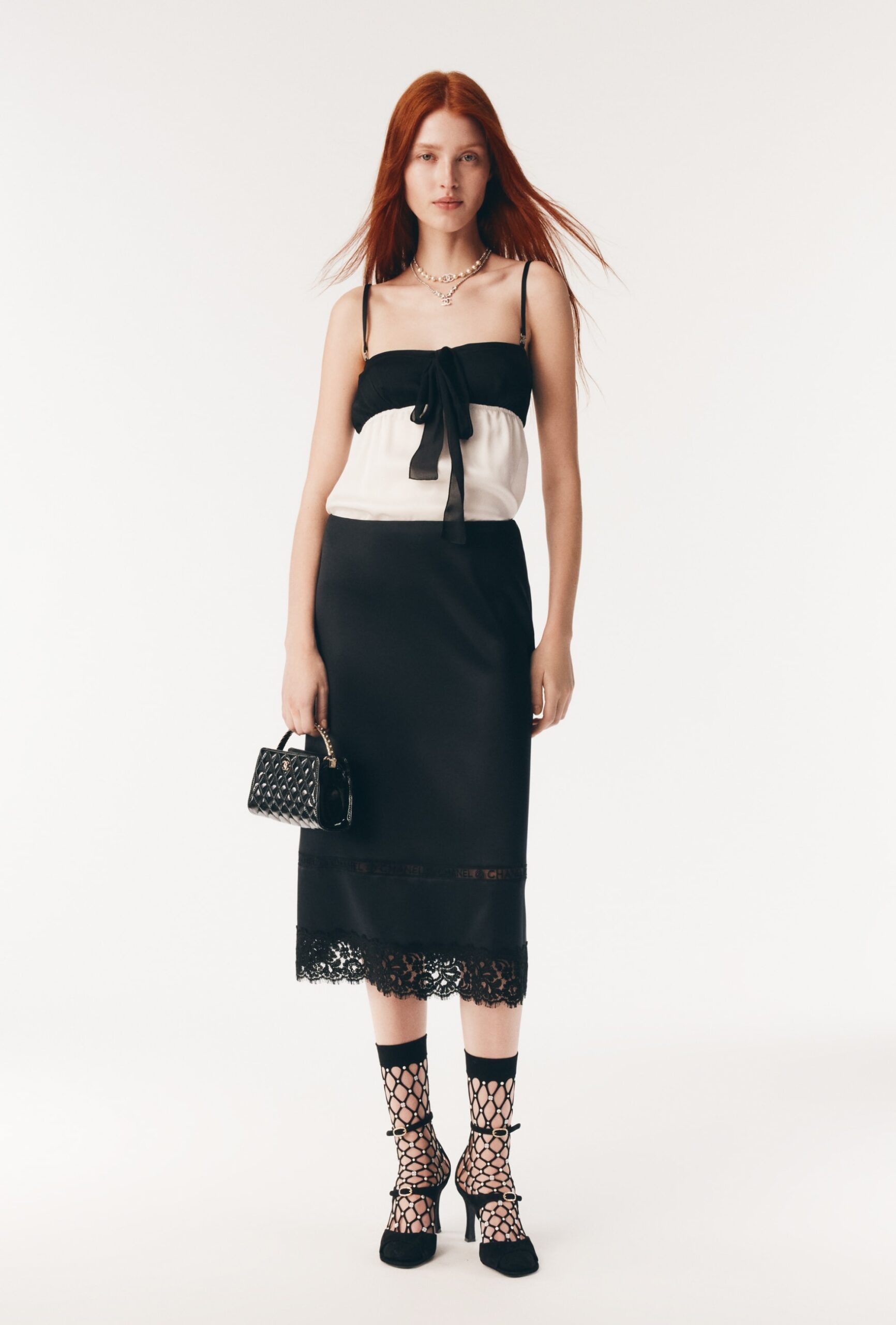 Ch**el Pearl & CC Necklace Silver Pearly White For Women – ABG208-B21704-U2865