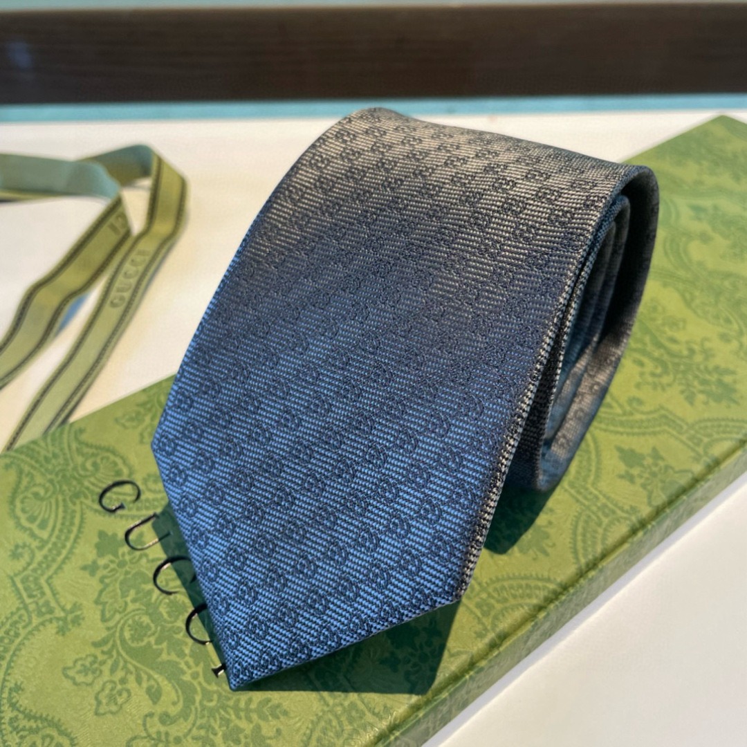 Gvc*1 Monogram Interlocking G Jacquard Dark Grey Tie For Men