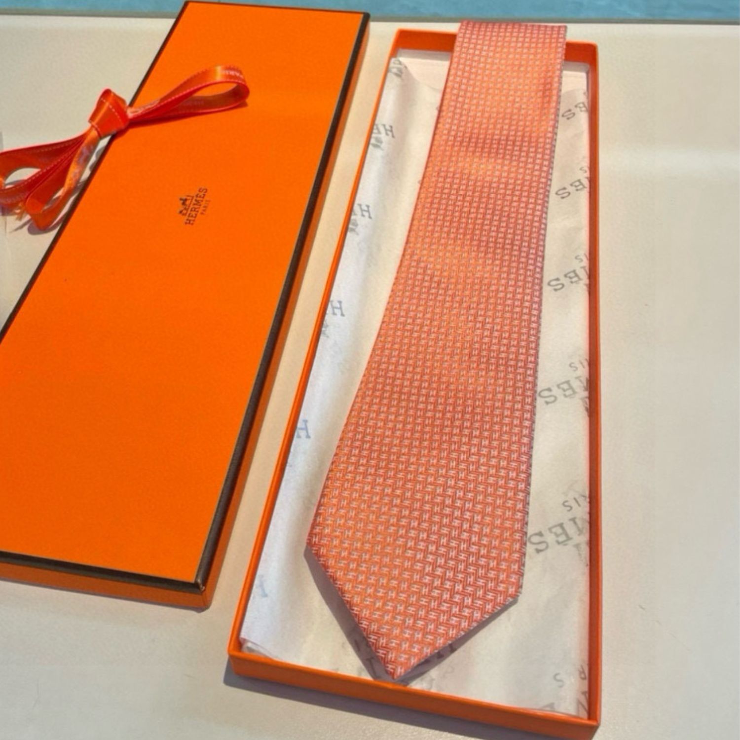 H**me5 Elegent Orange Silk Tie For Men