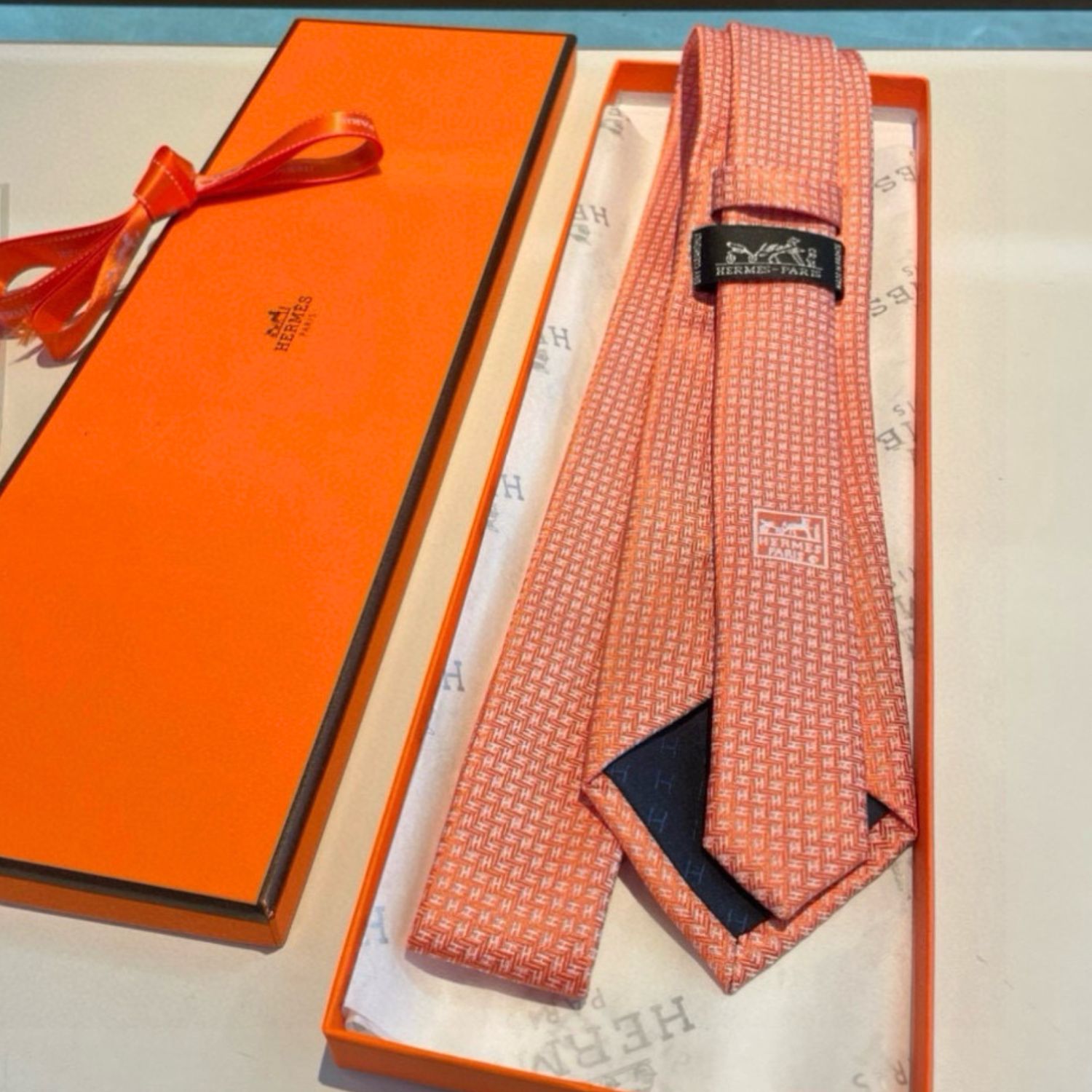 H**me5 Elegent Orange Silk Tie For Men
