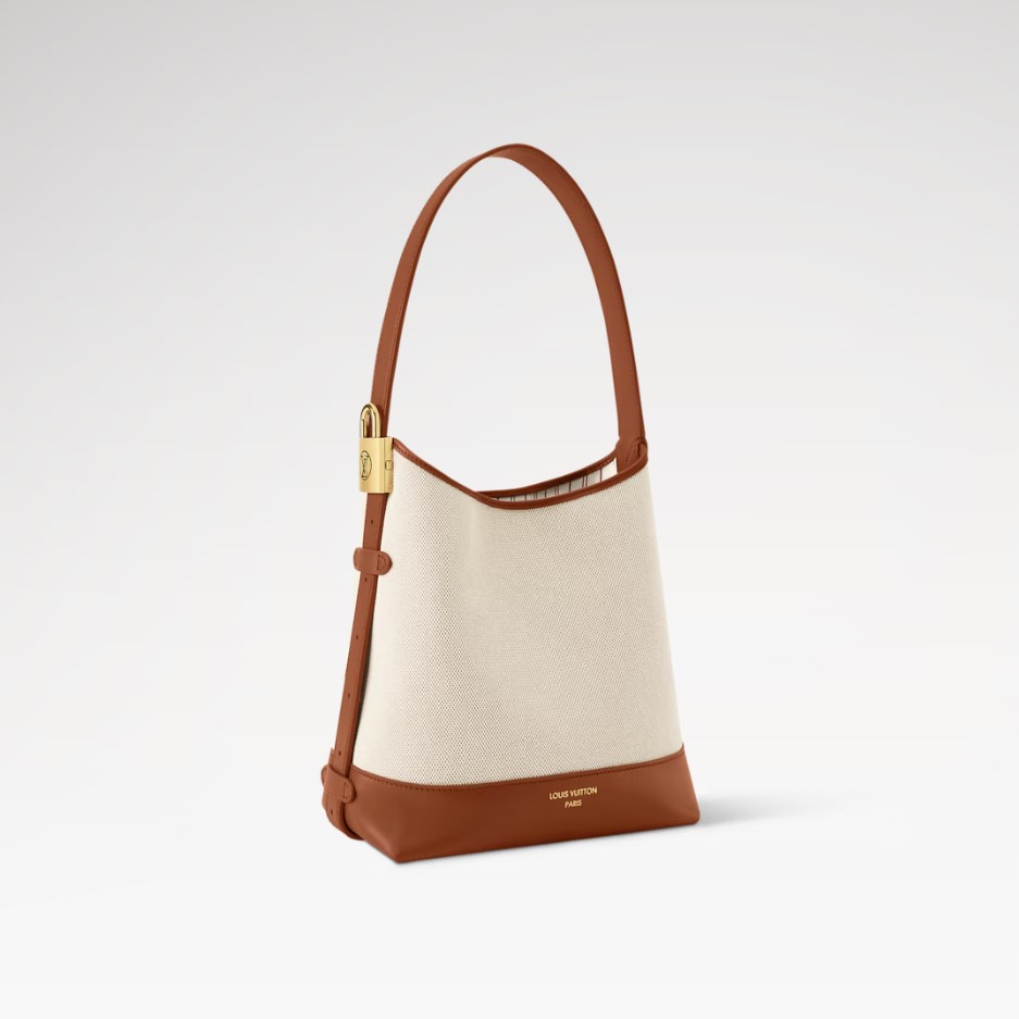 [True-to-ORIGINAL] L0vis Vvtt0n Low Key Hobo PM Ecru/Cognac For Women 11in/28cm M25468