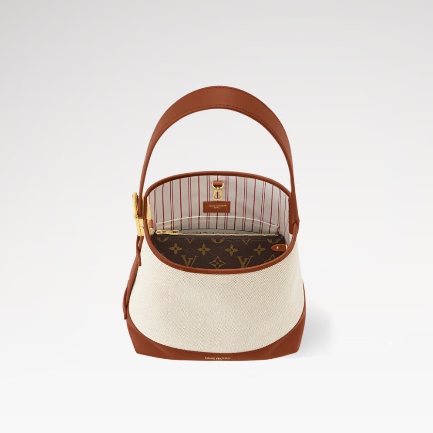 [True-to-ORIGINAL] L0vis Vvtt0n Low Key Hobo PM Ecru/Cognac For Women 11in/28cm M25468