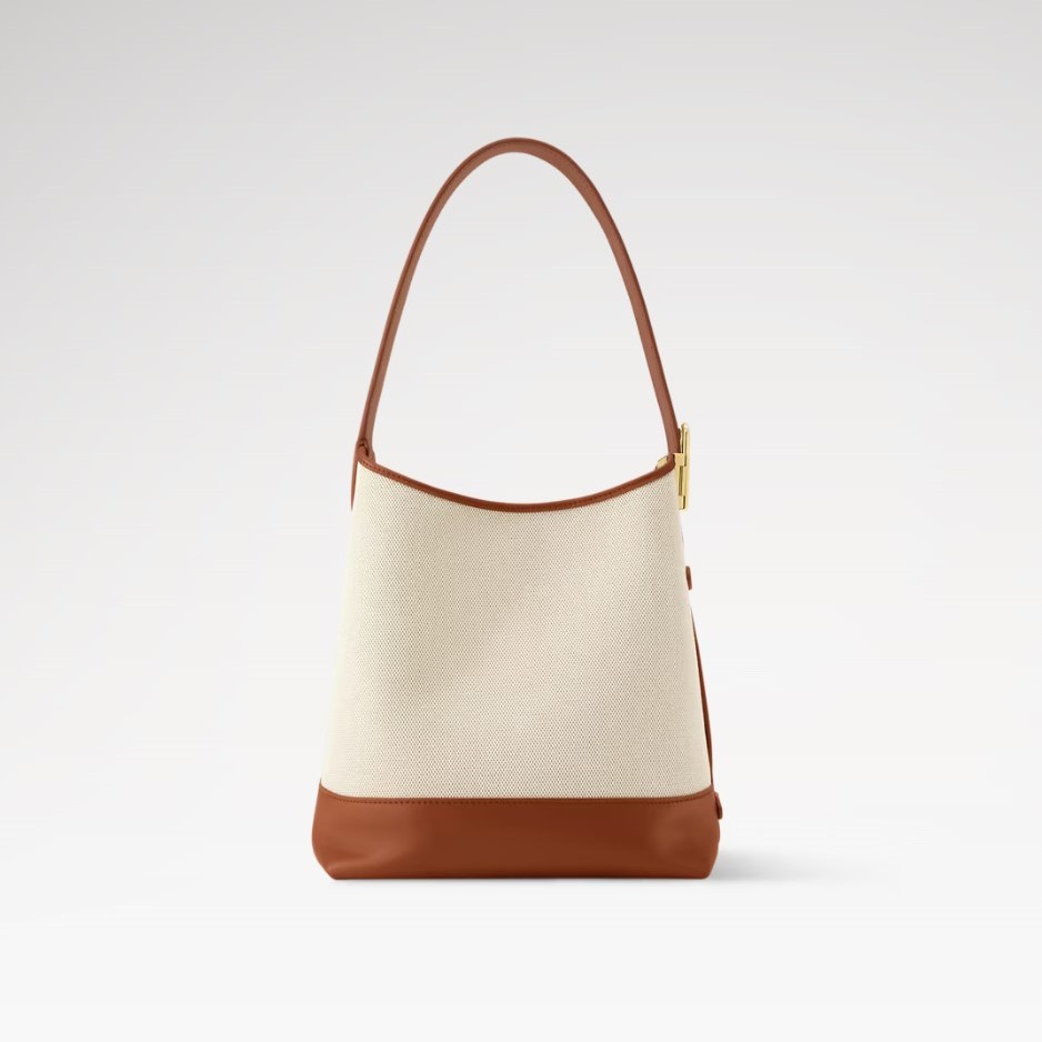 [True-to-ORIGINAL] L0vis Vvtt0n Low Key Hobo PM Ecru/Cognac For Women 11in/28cm M25468