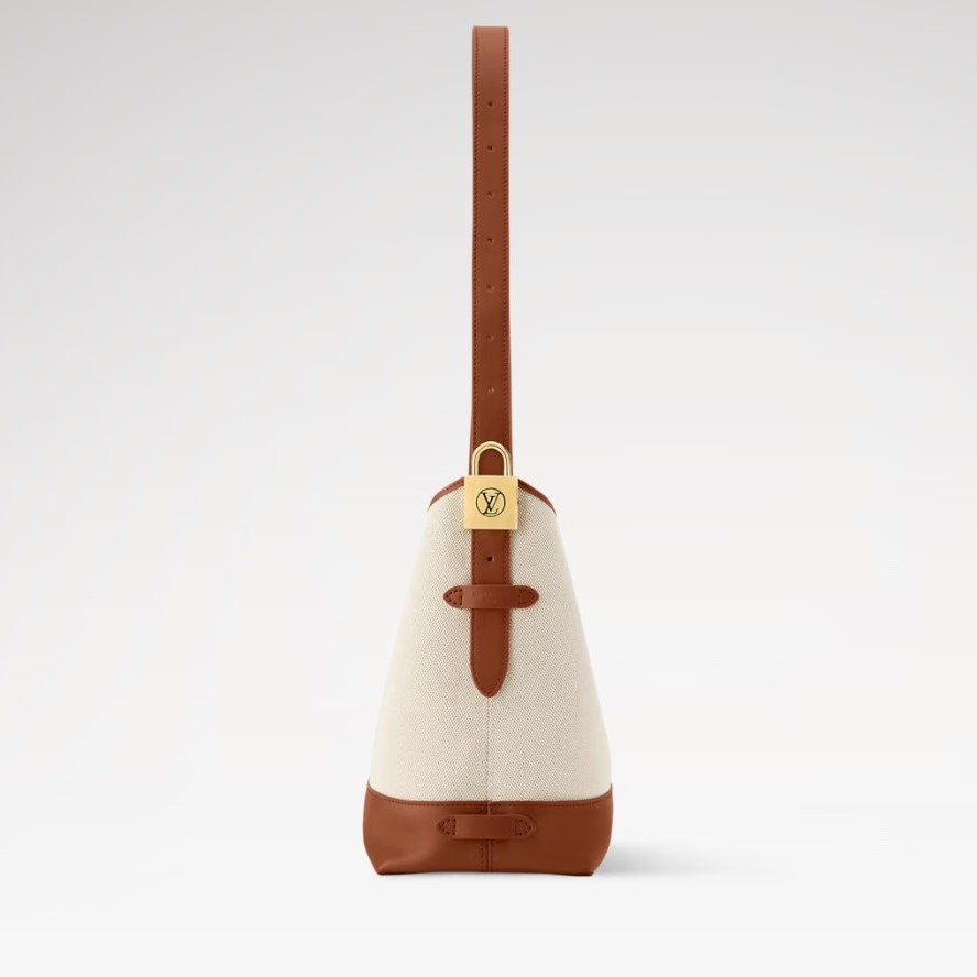 [True-to-ORIGINAL] L0vis Vvtt0n Low Key Hobo PM Ecru/Cognac For Women 11in/28cm M25468