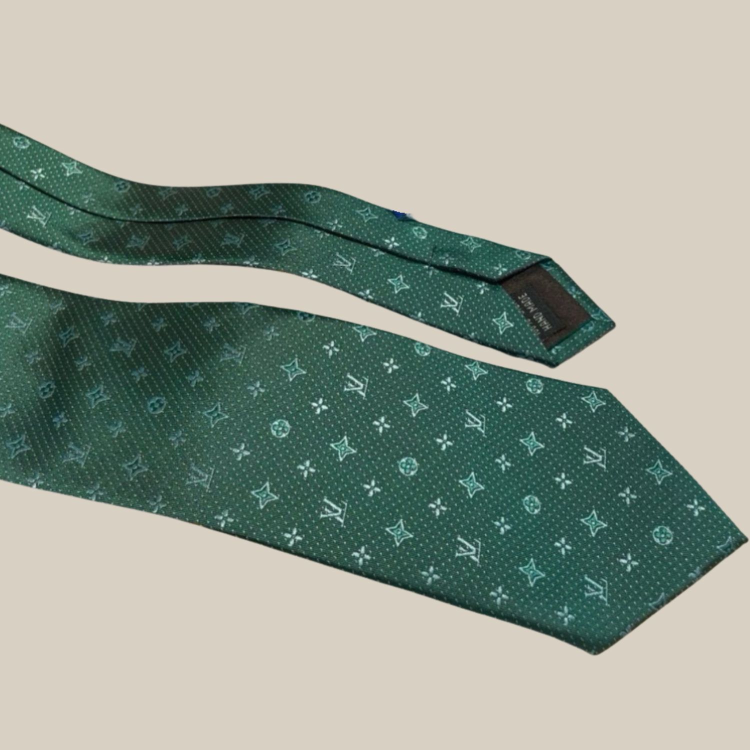 L0vis Vvtt0n Signature Monogram Silk Tie Green For Men