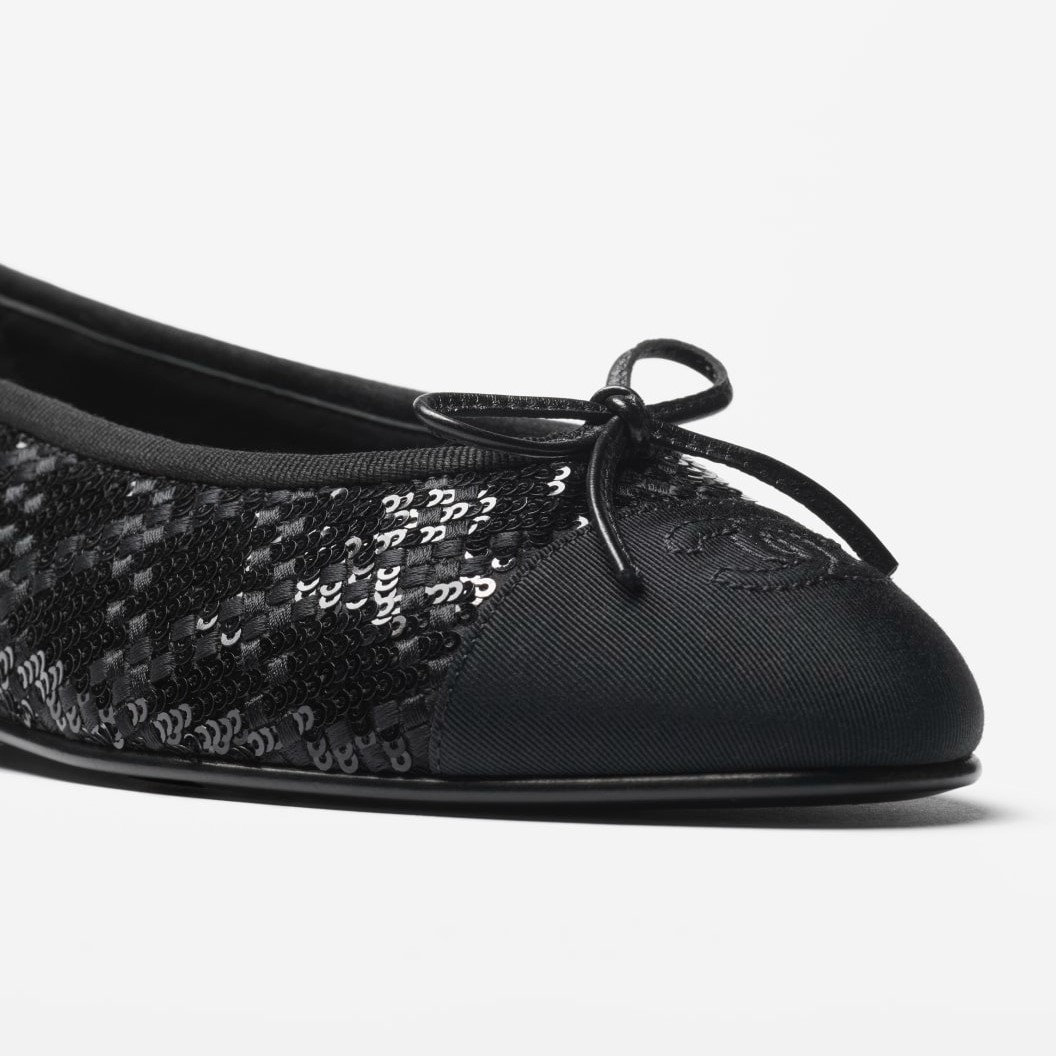 Ch**el Sequins Ballet Flats Black For Women G02819-B21768-94305